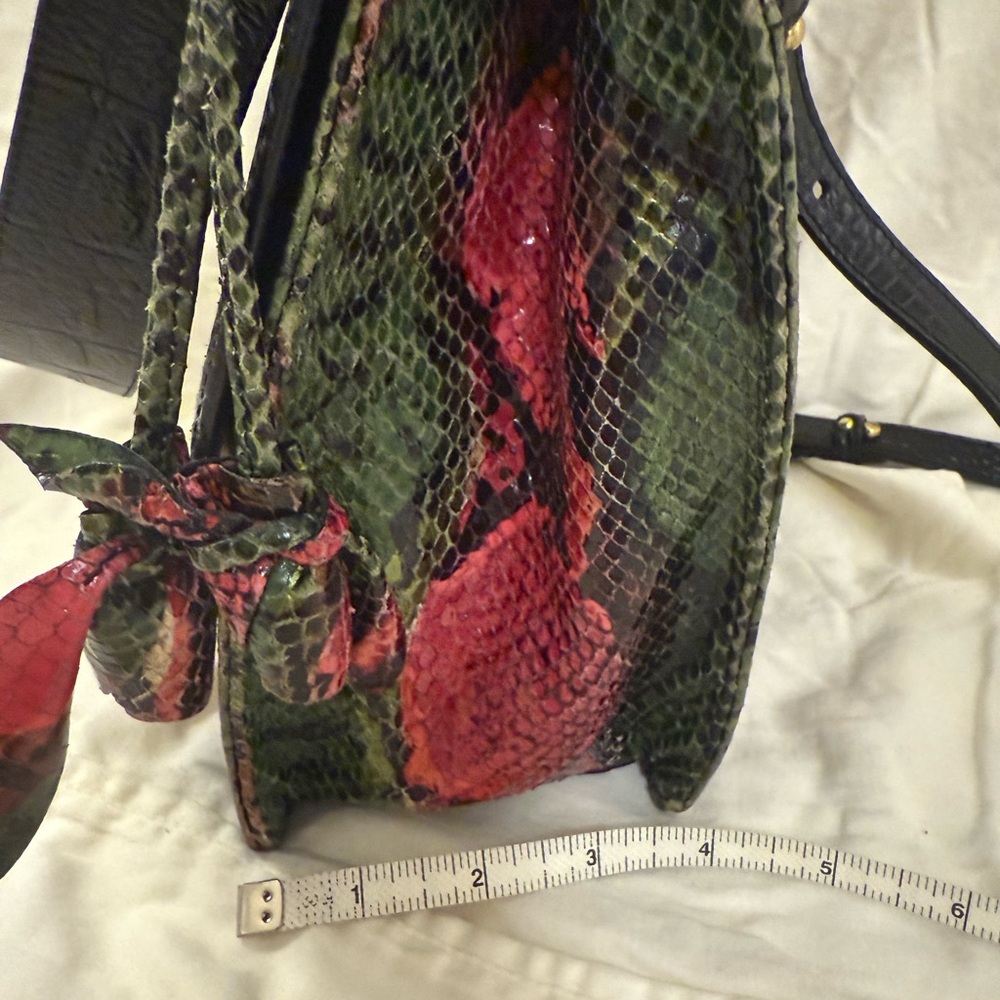 Brahmin Red and Green Snake Print leather Shoulder Bag - Picture 8 of 11